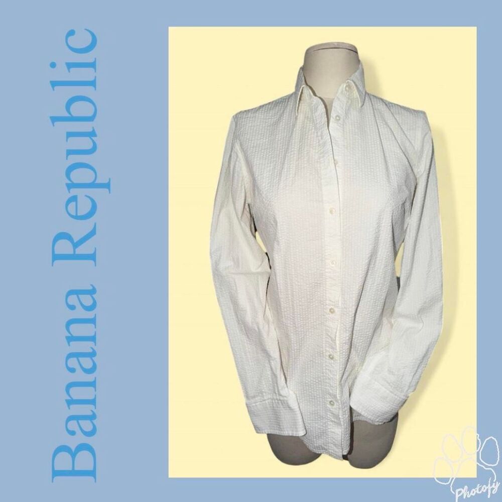 Banana-republic Women's White and Cream Shirt